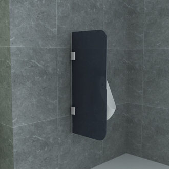 Boss & Wessing Urinoirscherm Schaamschot BWS Perry 40x90 cm Rookglas Zwart Wit Chroom