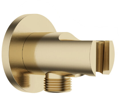 Boss & Wessing Wandaansluitbocht BWS Mark Met Handdouchehouder Rond 1/2" Geborsteld Messing Goud