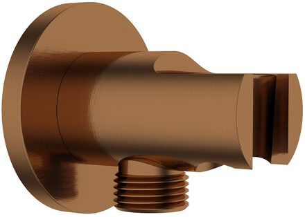 Boss & Wessing Wandaansluitbocht Met Handdouchehouder BWS Gina Rond 1/2 Geborsteld Brons Koper Boss & Wessing