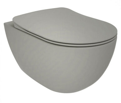 Boss & Wessing Wandcloset BWS Rimoff Ophang Toilet Zonder Bidet Koel Grijs