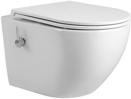 Boss & Wessing Wandcloset BWS Tado Pro met Bidetkraan Randloos Glans Wit 52.5 cm (incl. Zitting)