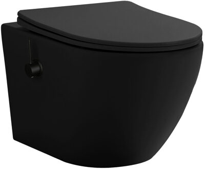 Boss & Wessing Wandcloset BWS Tado Pro met Bidetkraan Tornado Spoeling Mat Zwart 52.5 cm (incl. Zitting)