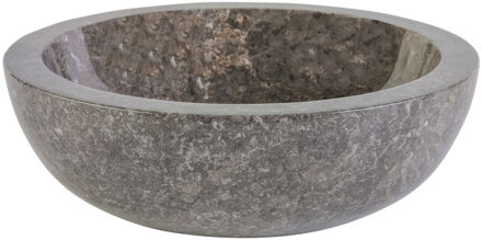 Boss & Wessing Waskom AQS Stone Rond 35x35x12 cm Gepolijst Natuursteen Grijs Marmer Aquasplash