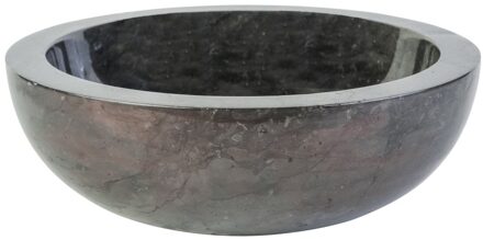 Boss & Wessing Waskom AQS Stone Rond 35x35x12 cm Gepolijst Natuursteen Zwart Marmer Aquasplash