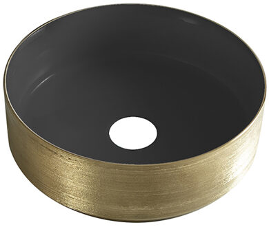 Boss & Wessing Waskom BWS Dink 36x36 Cm Rond Geborsteld Goud / Mat Zwart