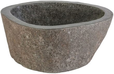 Boss & Wessing Waskom BWS Stone Ovaal 35x15x3 cm Riviersteen Grijs