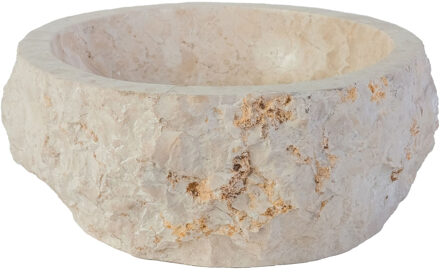Boss & Wessing Waskom BWS Stone Rond 30-35x30-35x15 cm Natuurmarmer Creme