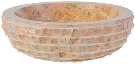 Boss & Wessing Waskom BWS Stone Rond 35x35x15 cm Met Gepolijste Binnenzijde Natuursteen Sunset Creme