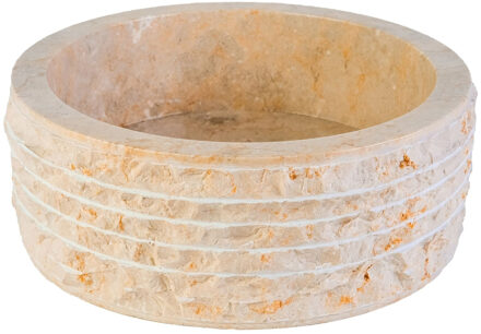 Boss & Wessing Waskom BWS Stone Rond 40x40x15 cm Gepolijste Binnenzijde Natuursteen Creme