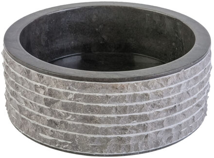 Boss & Wessing Waskom BWS Stone Rond 40x40x15 cm Met Gepolijste Binnenzijde Grijs