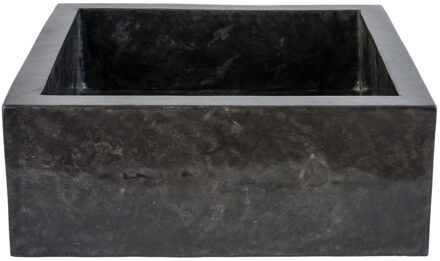 Boss & Wessing Waskom BWS Stone Vierkant 40x40x15 cm Gepolijst Natuursteen Zwart