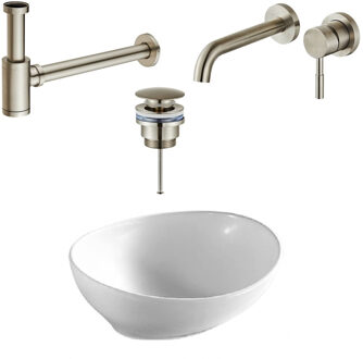 Boss & Wessing Waskomset Barco Incl RVS Inbouwkraan Afvoer en Waste Wit