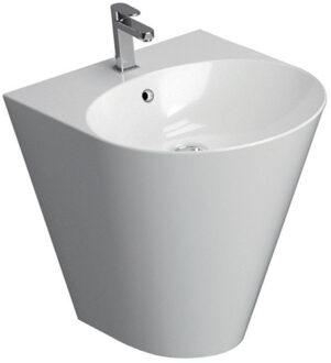 Boss & Wessing Wastafel AquaSplash Cone Keramisch 51x44 cm Met Kraangat Hoogglans Wit Aquasplash