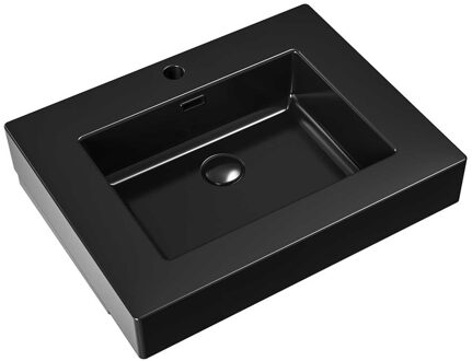 Boss & Wessing Wastafel BWS Ember 1 Kraangat 60x15x46 cm Mat Zwart