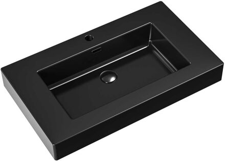 Boss & Wessing Wastafel BWS Ember 1 Kraangat 80x15x46 cm Mat Zwart