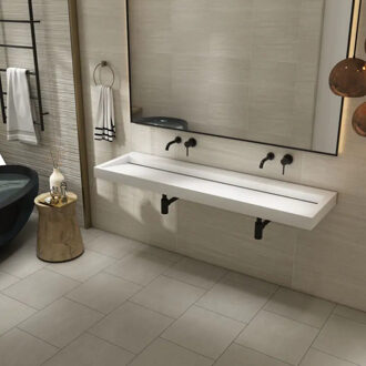 Boss & Wessing Wastafel BWS Hoya 140x45.5 cm Zonder Kraangat Mat Wit