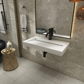 Boss & Wessing Wastafel BWS Hoya 80x45.5 cm Met Kraangat Mat Wit