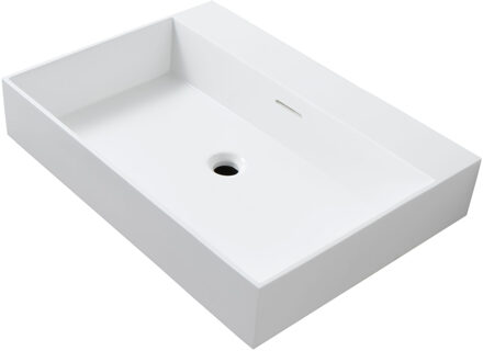 Boss & Wessing Wastafel BWS Wanda Met Overloop 1 Wasbak 0 Kraangaten 80x12x52,5 cm Mat Wit