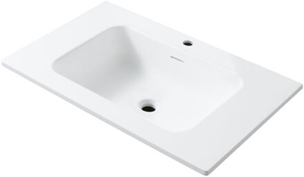 Boss & Wessing Wastafel BWS Wanda Met Overloop 1 Wasbak 1 Kraangat 80x1,6x52,5 cm Mat Wit