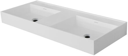 Boss & Wessing Wastafel BWS Wanda Met Overloop 2 Wasbakken 0 Kraangaten 120x12x52,5 cm Mat Wit