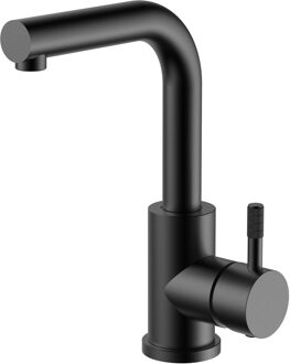 Boss & Wessing Wastafel/Keukenmengkraan BWS Sensa Rechte Uitloop Draaibaar Cold Start Hendel Mat Zwart PVD