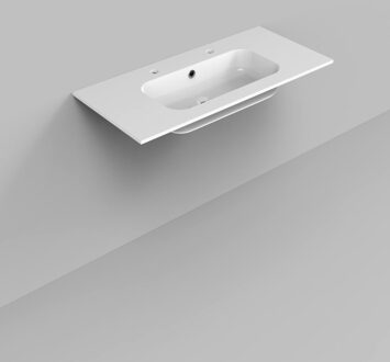 Boss & Wessing Wastafel Marble BWS 100,5x46x1,5 cm Glans Wit (2 kraangaten)