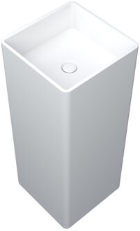 Boss & Wessing Wastafel Vrijstaand Crosstone Wendy 37x37x90 cm Solid Surface Vierkant Mat Wit