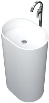 Boss & Wessing Wastafel Vrijstaand Crosstone Wendy 53x38x90 cm Solid Surface Ovaal Mat Wit Aquasplash