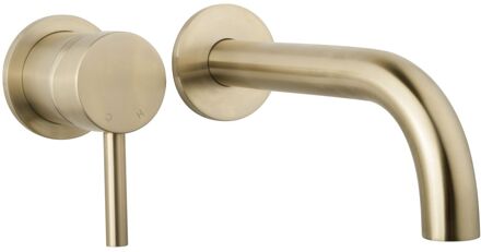 Boss & Wessing Wastafelkraan BWS Cemal Inbouwkraan Eenhendel Met Coldstart Geborsteld Messing Goud (inbouw en afbouwdeel)