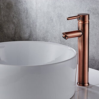 Boss & Wessing Wastafelkraan Saniclear Opbouw Hoog Mengkraan Rond Koper 1 Greeps Geborsteld Koper