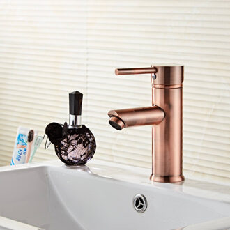 Boss & Wessing Wastafelkraan Saniclear Opbouw Laag Koper met Eenhendel Rond Geborsteld koper