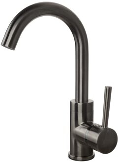 Boss & Wessing Wastafelmengkraan Aqua Splash Colorato Ensy Gebogen Uitloop Gunmetal Aqua Splash