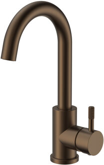 Boss & Wessing Wastafelmengkraan BWS Sensa Uitloop Draaibaar Cold Start Hendel Geborsteld Brons PVD