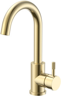 Boss & Wessing Wastafelmengkraan BWS Sensa Uitloop Draaibaar Cold Start Hendel Geborsteld Goud PVD