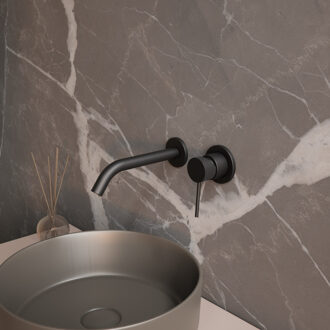 Boss & Wessing Wastafelmengkraan Inbouw Aquasplash Ridged Mat Zwart Aquasplash