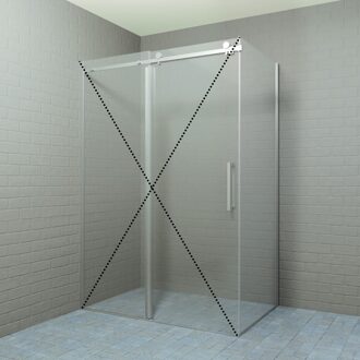 Boss & Wessing Zijwand Boss & Wessing Rollo 90x200 cm 8 mm Nano coating RVS Look Boss & Wessing