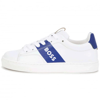 BOSS Witte Leren Sneakers Boss , Blue , Heren - 39 Eu,41 Eu,40 EU