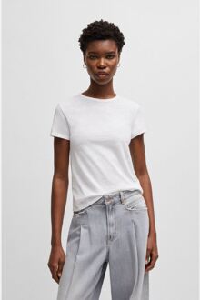 BOSS Women's Boss C Elsa Regular-Fit T-Shirt in Slub Cotton in White Wit - M