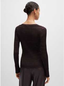 BOSS Women's Boss Firama Scoop-Neck Sweater in Brown - maat Bruin