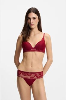 BOSS Women's Boss Microfibre Plunge Bra with Peony Lace in Red Rood - EU 85C /UK 38C