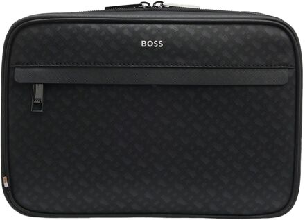 BOSS Zair Mn Washbag black toilettas Zwart - H 19 x B 28 x D 6 cm
