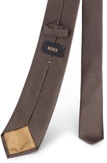BOSS Zijden stropdas met microprint (Beige)