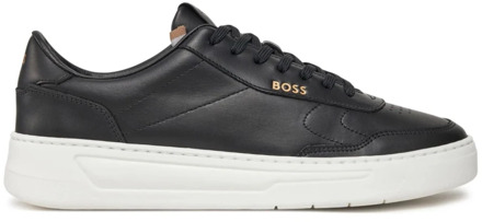 BOSS Zwarte Leren Sneakers Baltimore Stijl Boss , Black , Heren - 42 Eu,43 Eu,44 Eu,41 EU