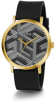 Bossed Siliconen Horloge in Zwart/Goud Guess , Multicolor , Heren - ONE Size