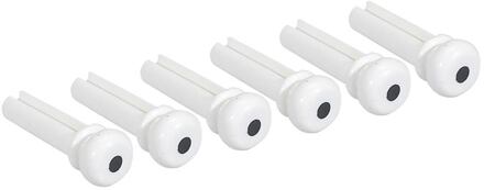 Boston 2120 brugpen voor basgitaar brugpen voor basgitaar, kunststof, wit met zwarte stip, 6-pack