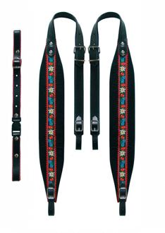 Boston 70-L-TVB accordeon riemen accordeon riemen, tirol, 95-102 x 7,0 cm, rugriem "tiroler", leder & zwart velours