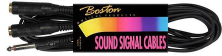 Boston AC-130 audio kabel zwart audio kabel zwart, 3.00 meter, jack m mono, 2 jack f mono