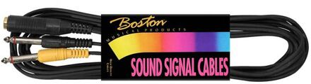 Boston AC-152 audio kabel zwart audio kabel zwart, 3.00 meter, jack f stereo, 2 jack m mono