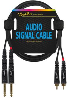Boston AC-273-900 audio signaalkabel audio signaalkabel, 2x RCA naar 2x 6.3mm jack mono, 9 meter