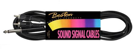 Boston AC-290 audio kabel zwart audio kabel zwart, 3.00 meter, jack m mono, 2 rca m